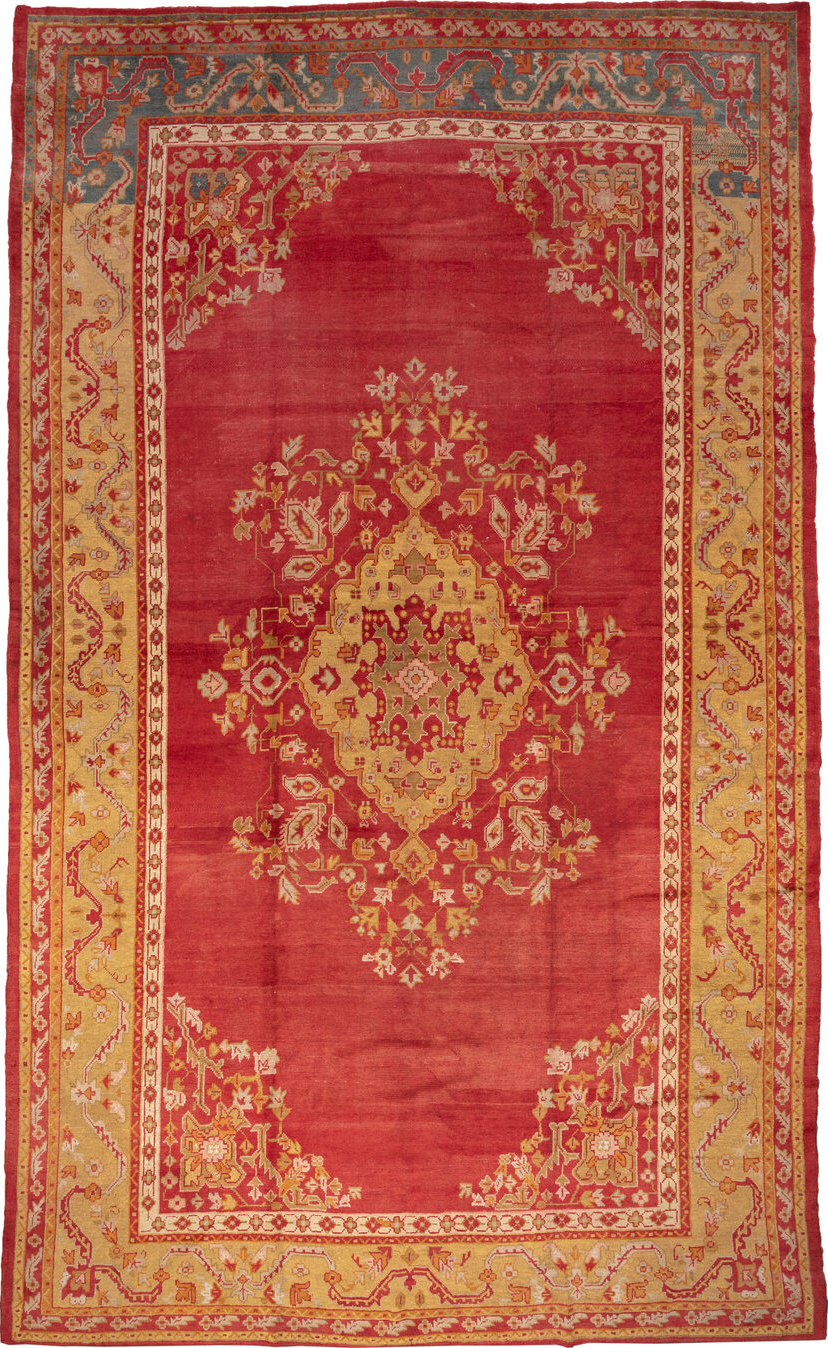 12' x 20' one-of-a-kind handmade vintage Oushak oversize rug. Color palette: bisque, brown, burgundy, gray, navajo white