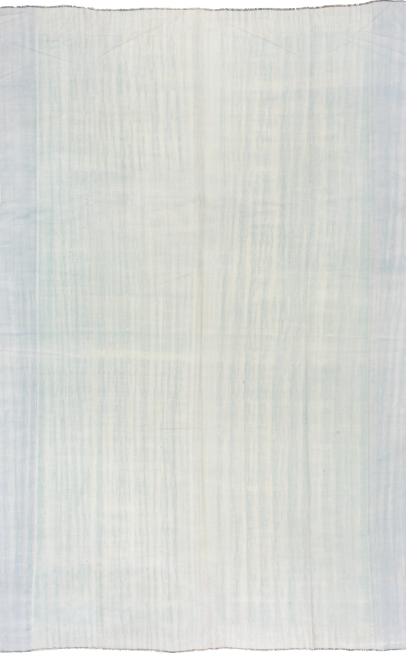 9' x 14' one-of-a-kind handmade vintage Dhurrie large size rug. Color palette: gainsboro, gray, light gray, off-white