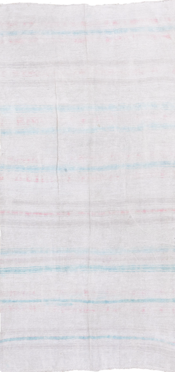 5' x 10' one-of-a-kind handmade vintage Hemp Kilim medium size rug. Color palette: alice blue, gainsboro, ghost white, gray