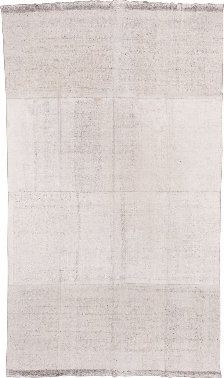 8' x 14' one-of-a-kind handmade vintage Flatweave large size rug. Color palette: dark gray, gainsboro, gray, light gray