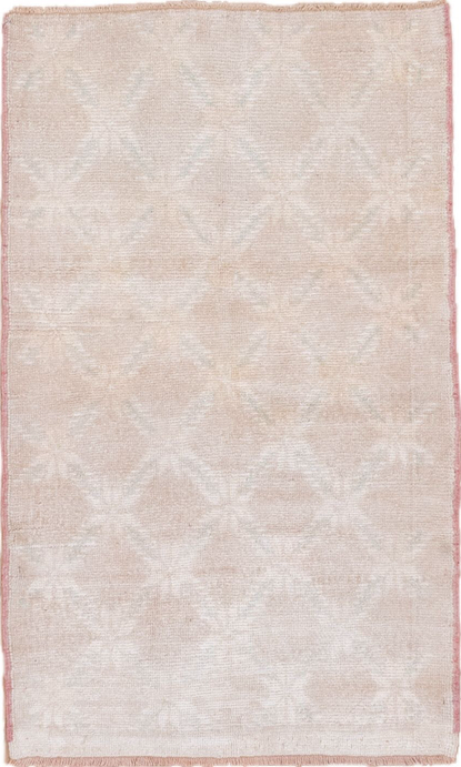 2' x 4' one-of-a-kind handmade vintage Oushak small size rug. Color palette: brown, gainsboro, gray, light gray, linen