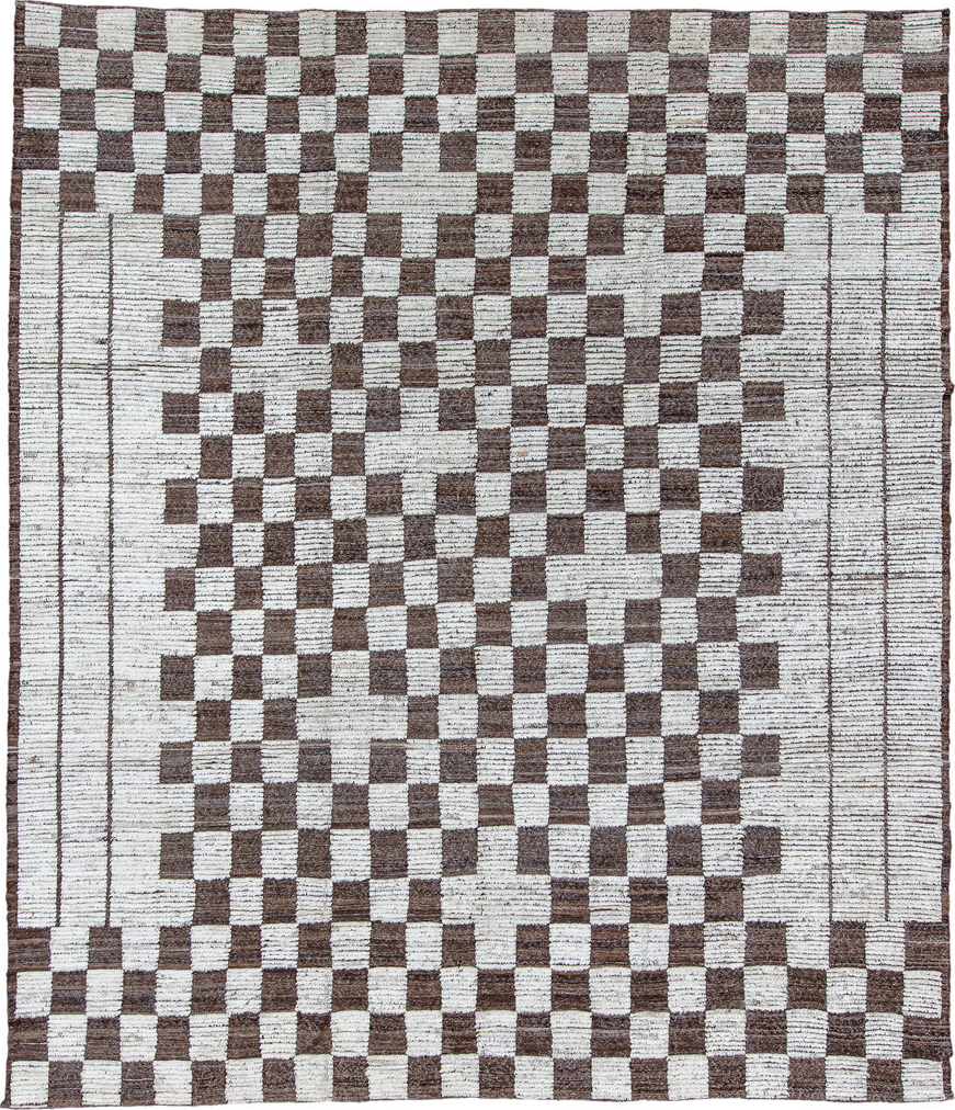 10' x 11' one-of-a-kind handmade vintage Tulu large size rug. Color palette: black, blue, dark gray, gainsboro, gray