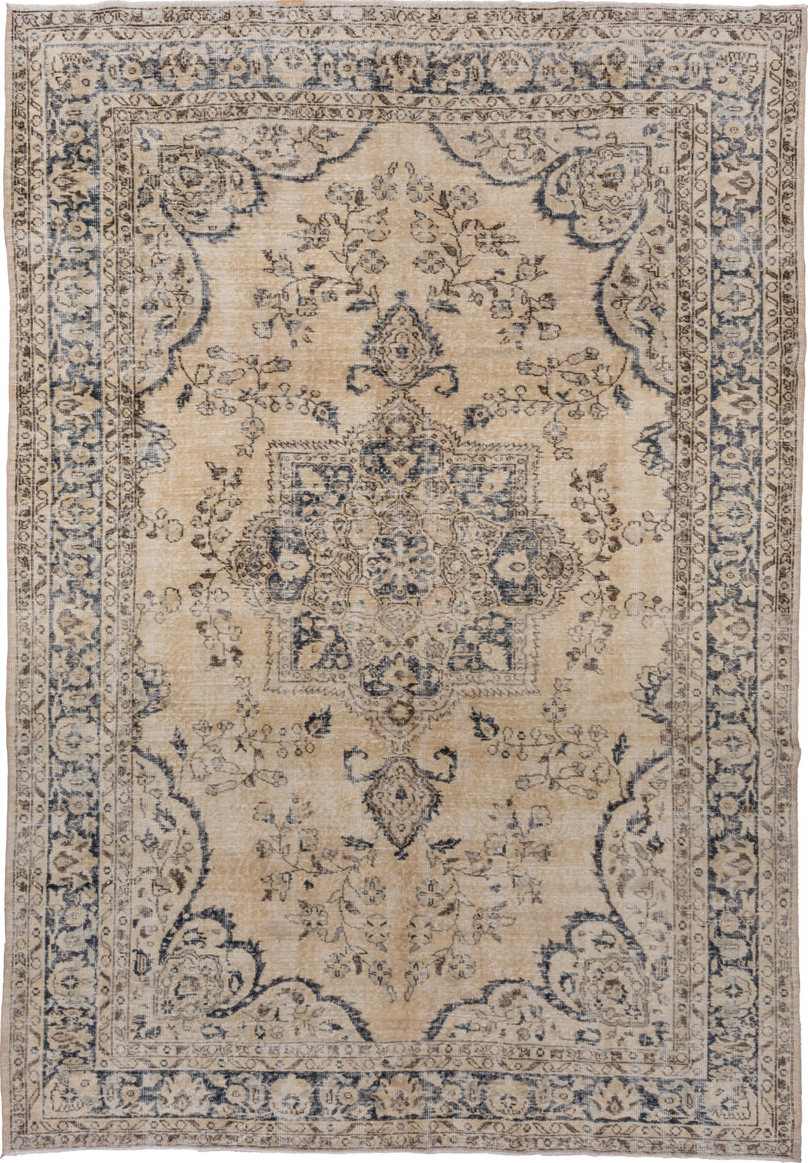 7' x 10' one-of-a-kind handmade vintage Oushak large size rug. Color palette: black, brown, charcoal, dim gray, gray