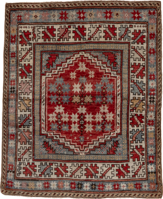 4' x 5' one-of-a-kind handmade vintage Oushak small size rug. Color palette: brown, gray