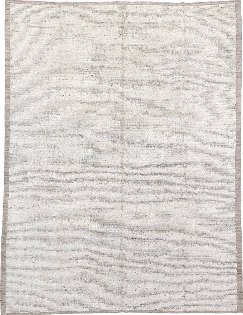 9' x 12' one-of-a-kind handmade vintage Tulu large size rug. Color palette: dark gray, gainsboro, gray, light gray, linen