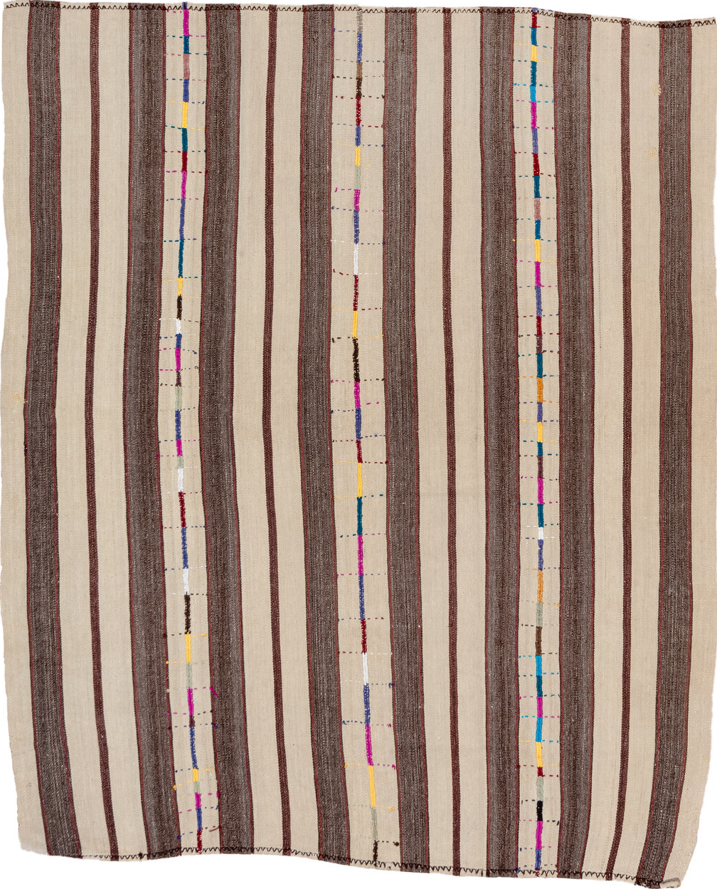 6' x 7' one-of-a-kind handmade vintage Kilim rug. Color palette: antiquewhite, blue, brown, gainsboro, gray, light gray