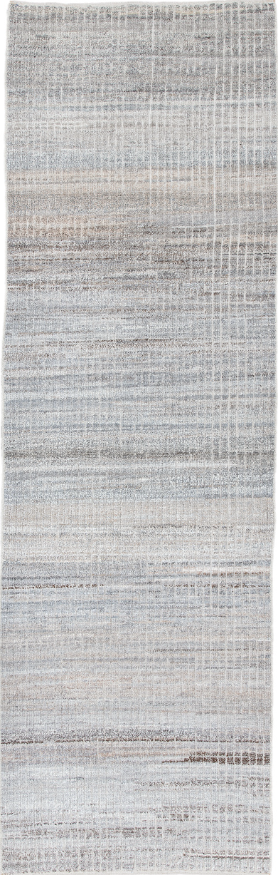 3' x 9' one-of-a-kind handmade vintage Tulu runner rug. Color palette: dark gray, dim gray, gainsboro, gray, light blue