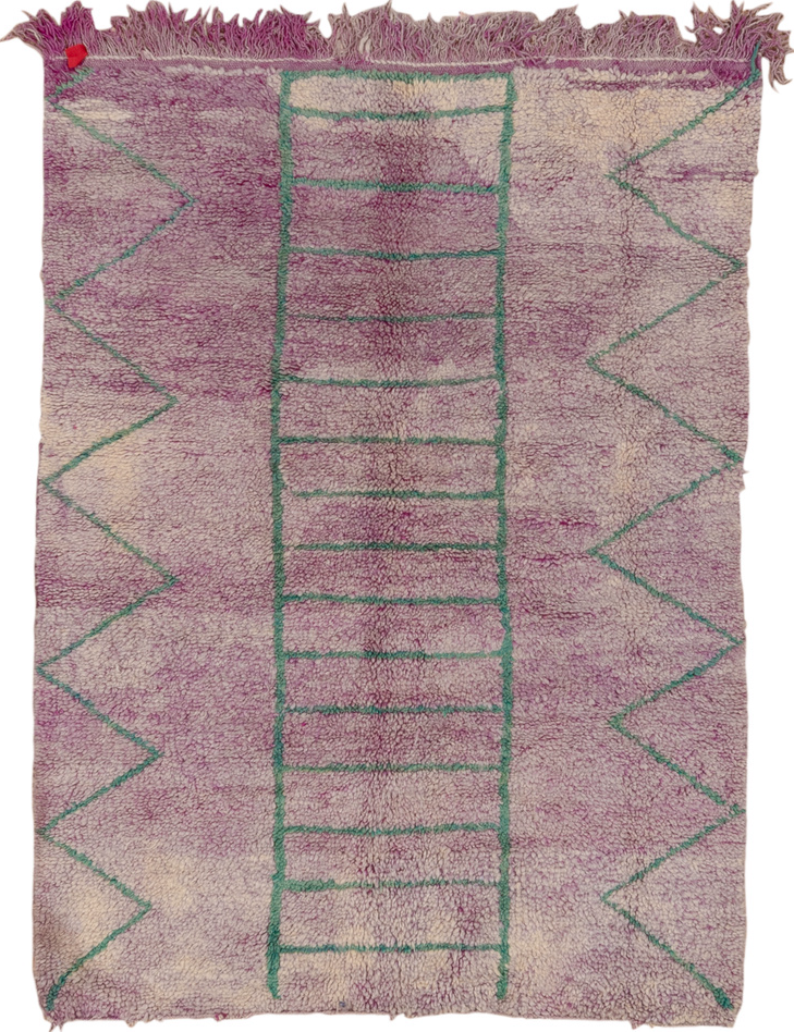 5' x 6' one-of-a-kind handmade vintage Moroccan rug. Color palette: brown, gray, light gray, pink, red