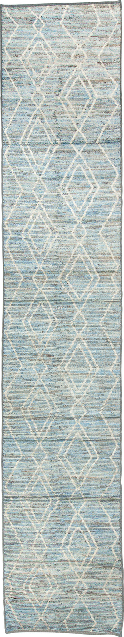 3' x 16' one-of-a-kind handmade vintage Tulu runner rug. Color palette: black, charcoal, dark gray, dim gray, gainsboro