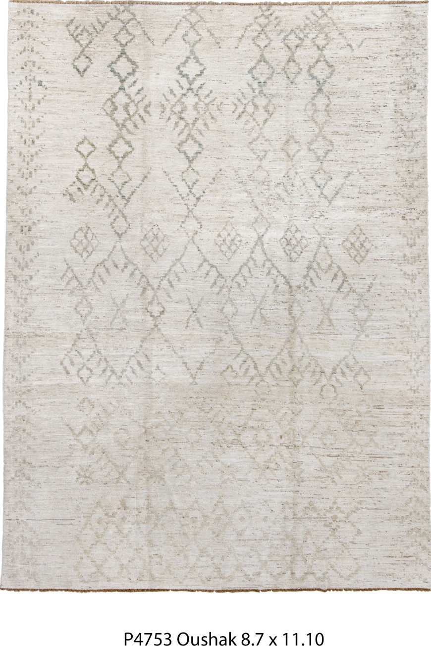 8' x 11' one-of-a-kind handmade vintage Oushak large size rug. Color palette: brown, gainsboro, gray, light gray, linen