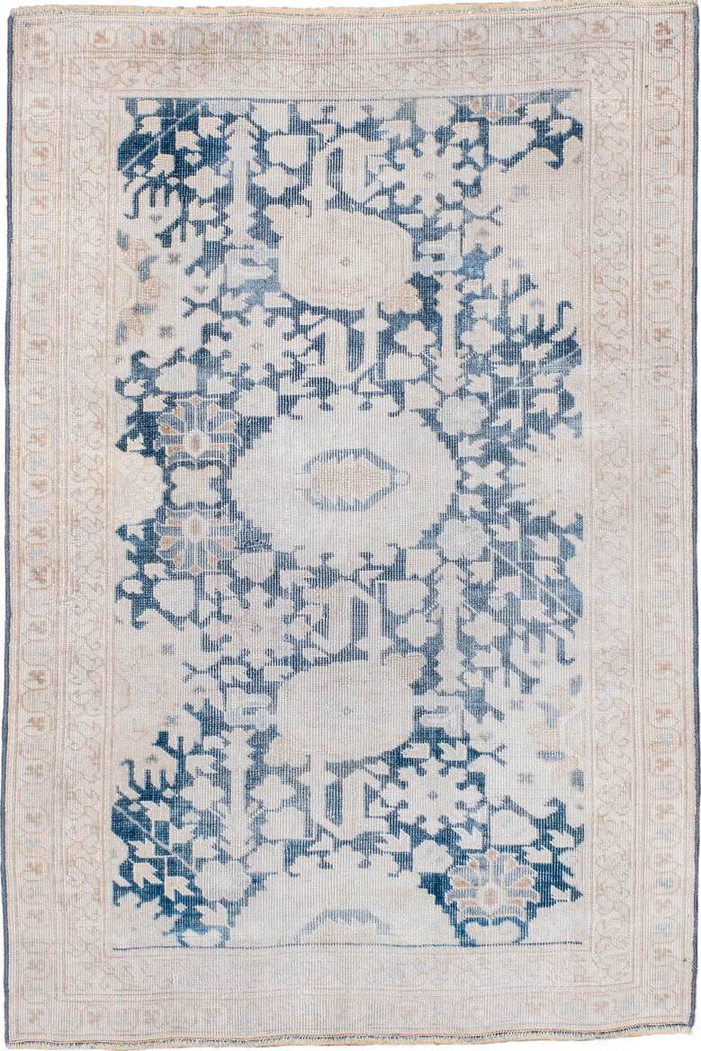 2' x 3' one-of-a-kind handmade vintage Sivas small size rug. Color palette: blue, dark gray, dim gray, gainsboro, gray