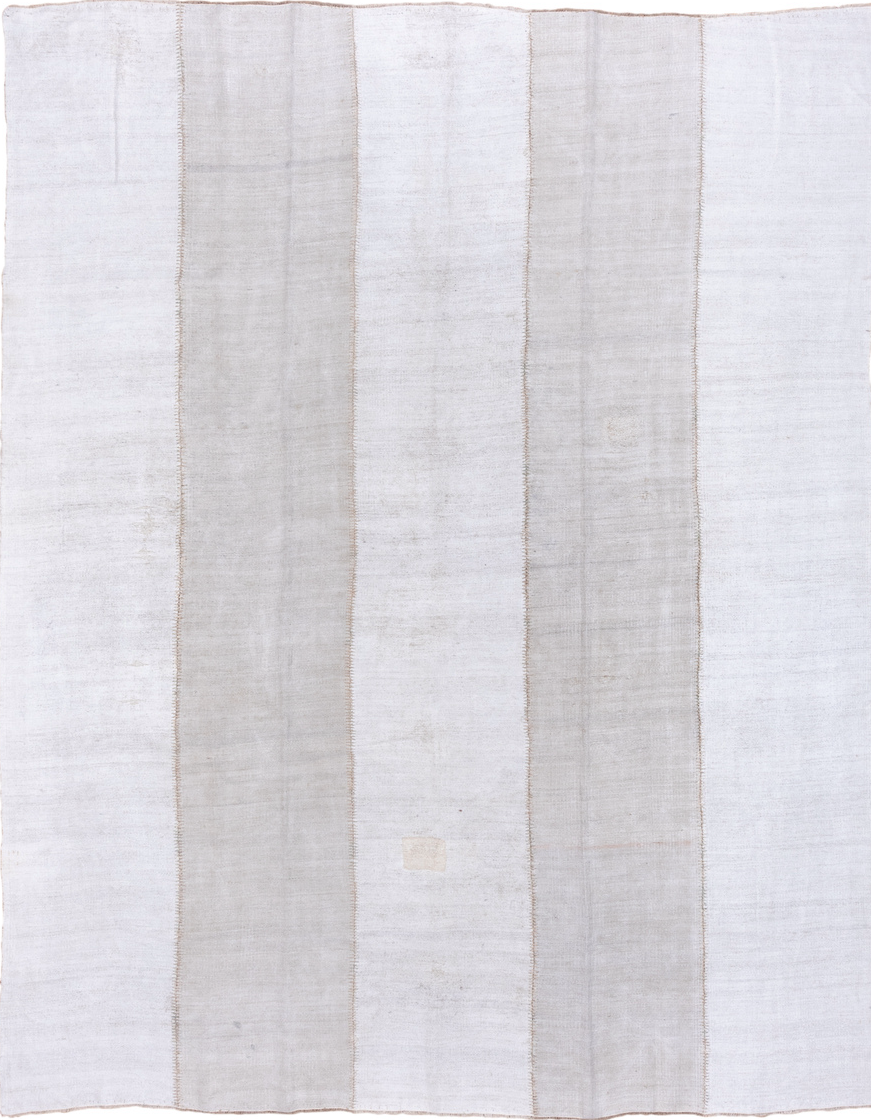 9' x 12' one-of-a-kind handmade vintage Hemp Kilim large size rug. Color palette: alice blue, azure, dark gray, gainsboro