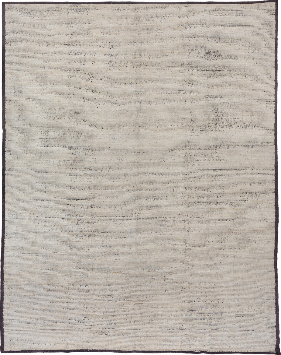 9' x 12' one-of-a-kind handmade vintage Tulu large size rug. Color palette: black, charcoal, dark gray, dim gray, gainsboro