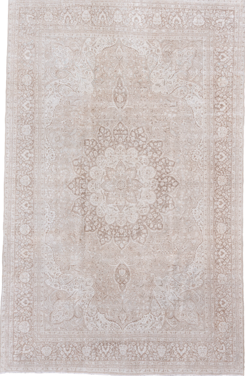 8' x 13' one-of-a-kind handmade vintage Tabriz large size rug. Color palette: dark gray, gainsboro, gray, light gray