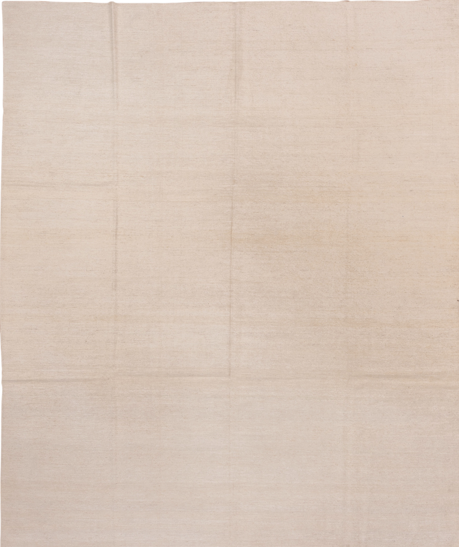 9' x 11' one-of-a-kind handmade vintage Kilim large size rug. Color palette: brown, gray, light gray, off-white, pink