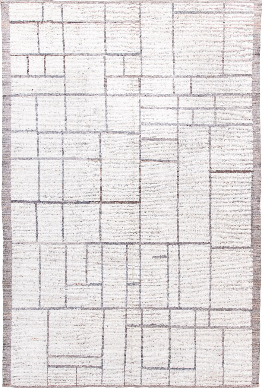6' x 9' one-of-a-kind handmade vintage Tulu medium size rug. Color palette: dark gray, gainsboro, gray, light gray