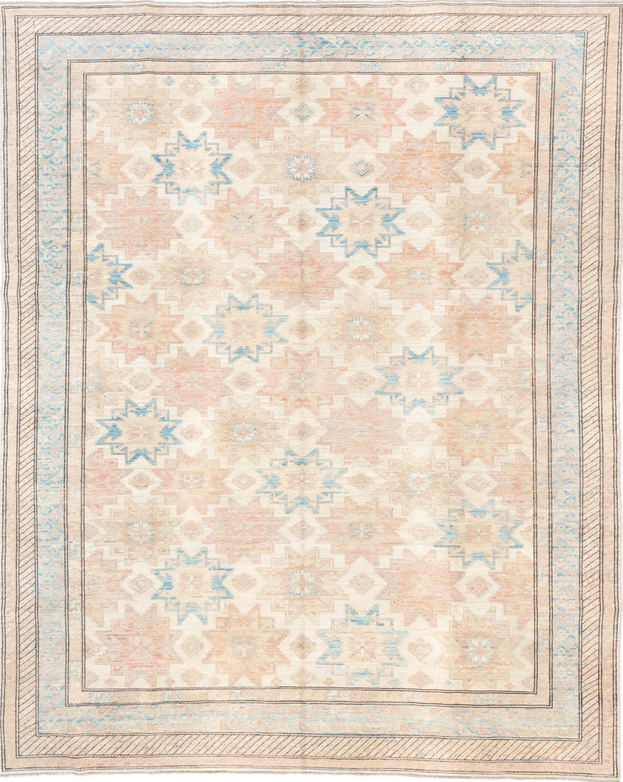 10' x 8' one-of-a-kind handmade vintage Sivas rug. Color palette: antiquewhite, blue, brown, gray, light blue, light gray
