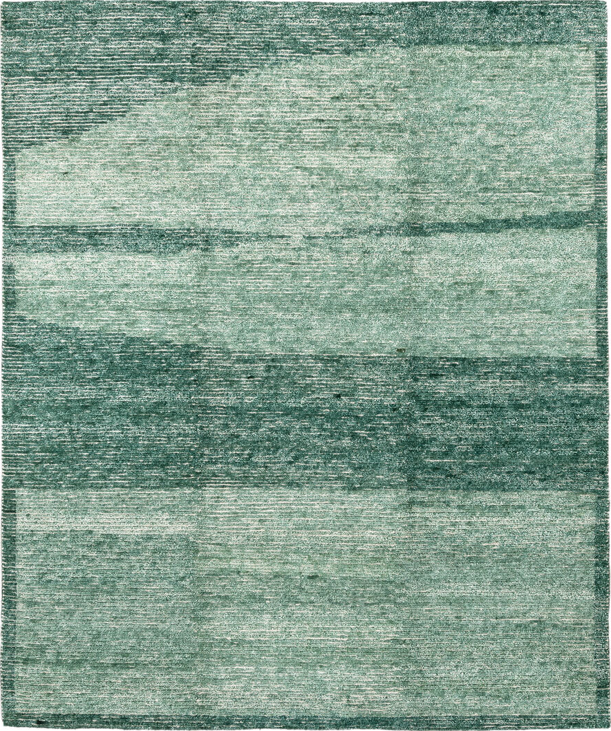 8' x 10' one-of-a-kind handmade vintage Tribeca large size rug. Color palette: light gray, off-white, gray, light blue