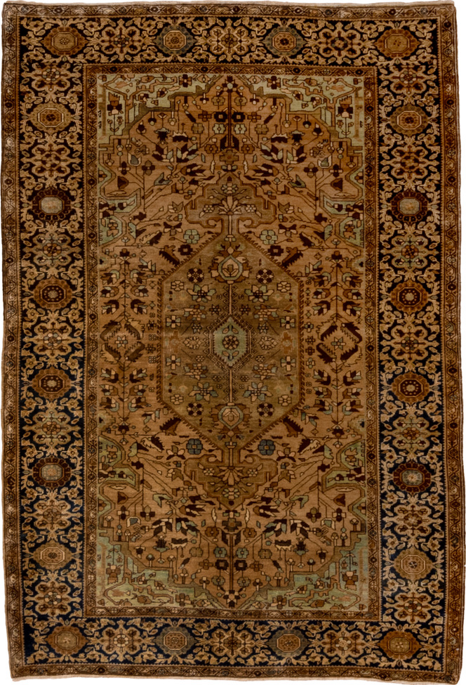 4' x 6' one-of-a-kind handmade vintage Far.Sarouk small size rug. Color palette: black, brown, gray