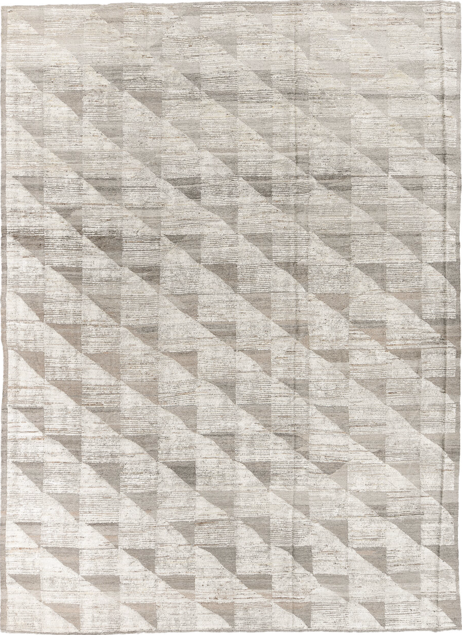 10' x 14' one-of-a-kind handmade vintage Tulu large size rug. Color palette: beige, gainsboro, gray, light gray, linen