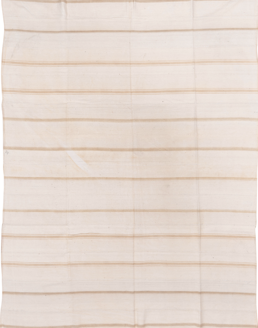 8' x 11' one-of-a-kind handmade vintage Flatweave large size rug. Color palette: brown, gray, light gray, linen, misty rose