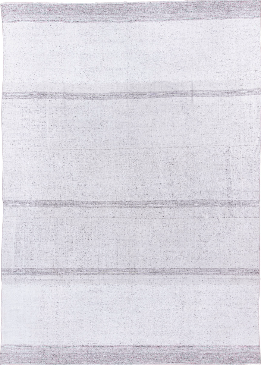 10' x 15' one-of-a-kind handmade vintage Flatweave rug. Color palette: dark gray, gainsboro, gray, light blue, light gray