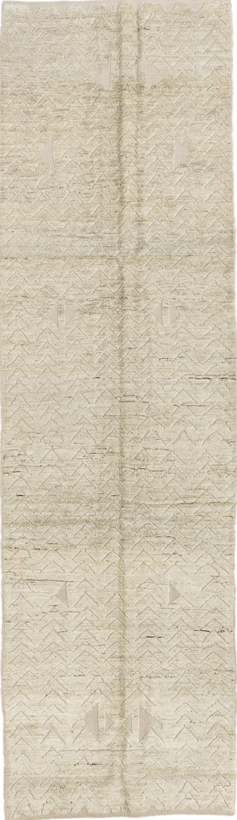 3' x 11' one-of-a-kind handmade vintage Tulu runner rug. Color palette: brown, dark gray, dim gray, gray, light gray