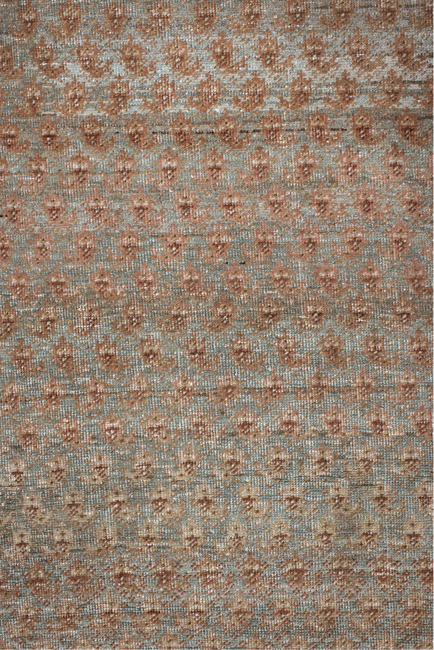 7' x 17' one-of-a-kind handmade vintage Bidjar rug. Color palette: brown, gray, light gray, off-white, pink, red