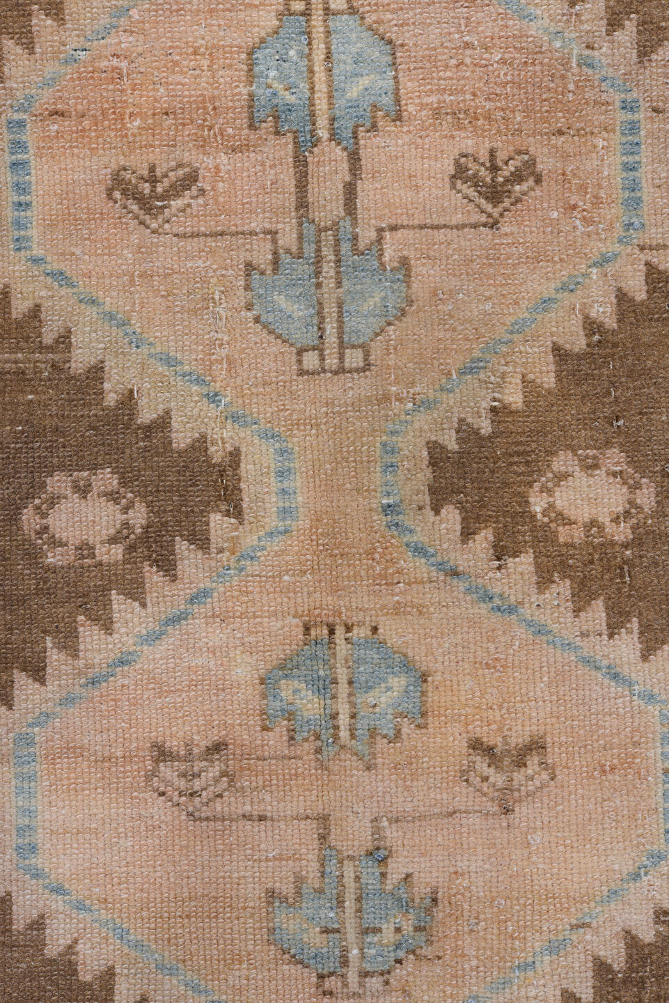 3' x 9' one-of-a-kind handmade vintage Malayer runner rug. Color palette: gray, pink, brown, light gray, off-white, orange