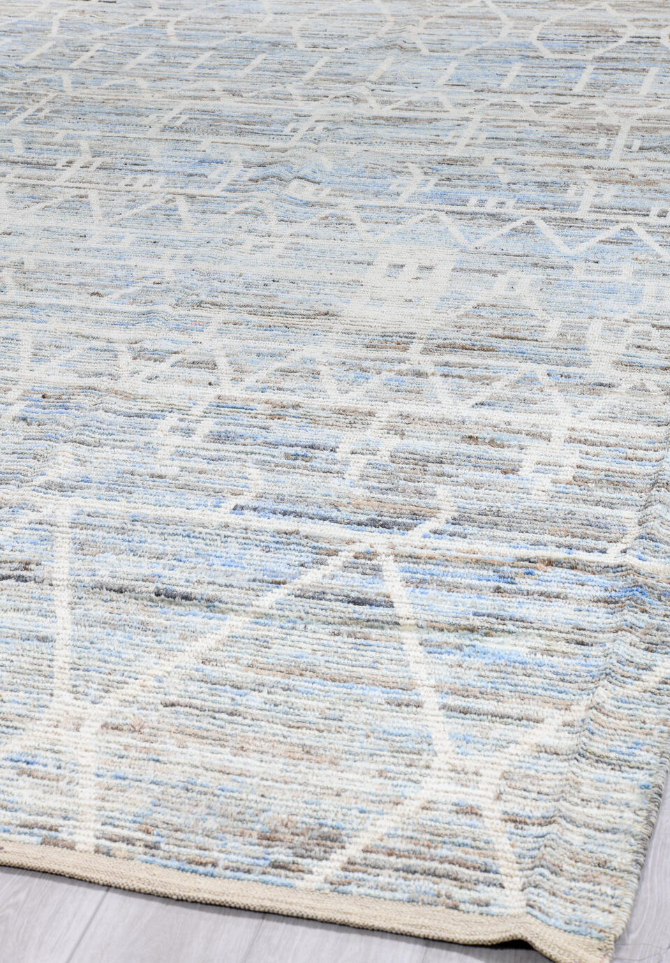 10' x 14' one-of-a-kind handmade vintage Tulu large size rug. Color palette: black, blue, dark gray, dim gray, gainsboro