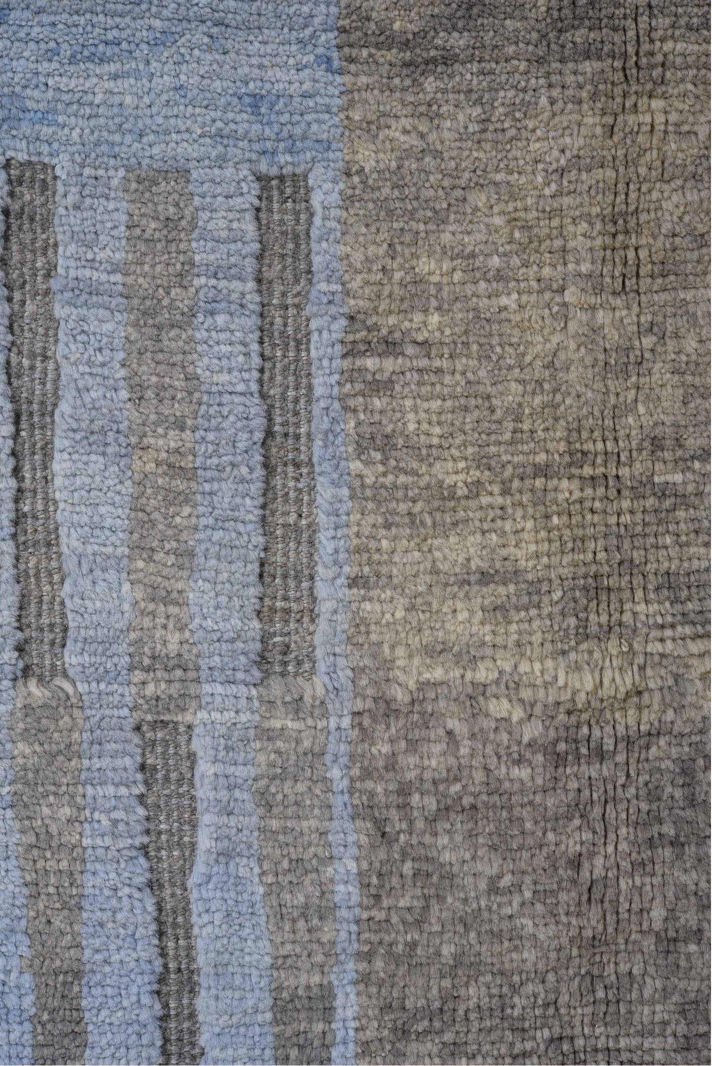 6' x 10' one-of-a-kind handmade vintage Tulu large size rug. Color palette: black, blue, brown, dark gray, dim gray, fiord