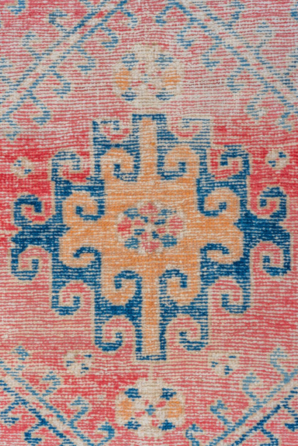 3' x 9' one-of-a-kind handmade vintage Heriz runner rug. Color palette: blue, gray, indian red, light blue, light gray
