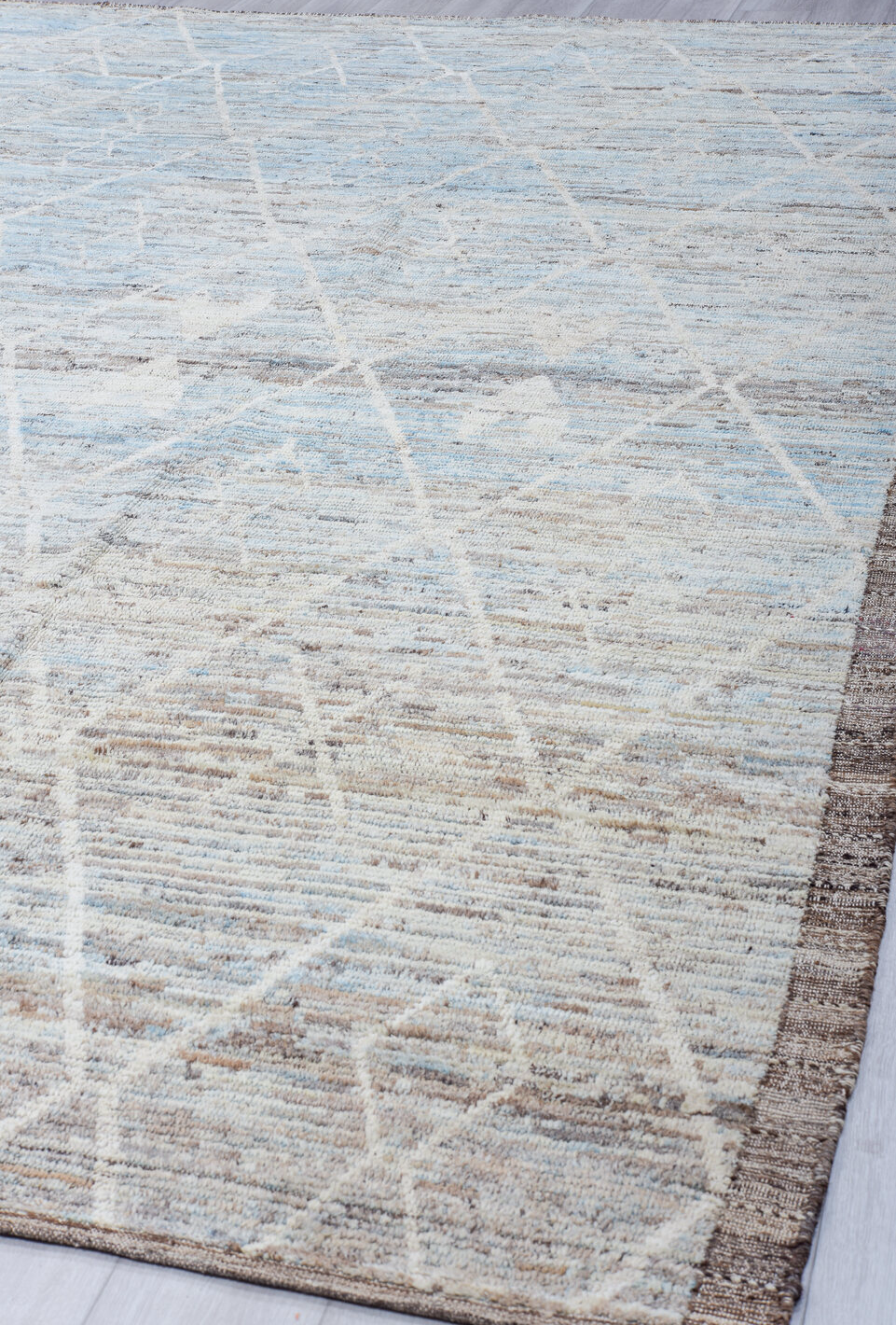 10' x 13' one-of-a-kind handmade vintage Tulu large size rug. Color palette: black, blue, dark gray, gainsboro, gray