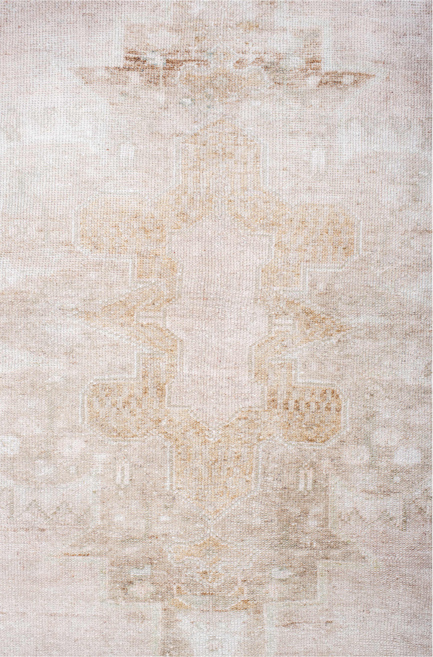 3' x 7' one-of-a-kind handmade vintage Anatol runner rug. Color palette: brown, gainsboro, gray, light gray, linen