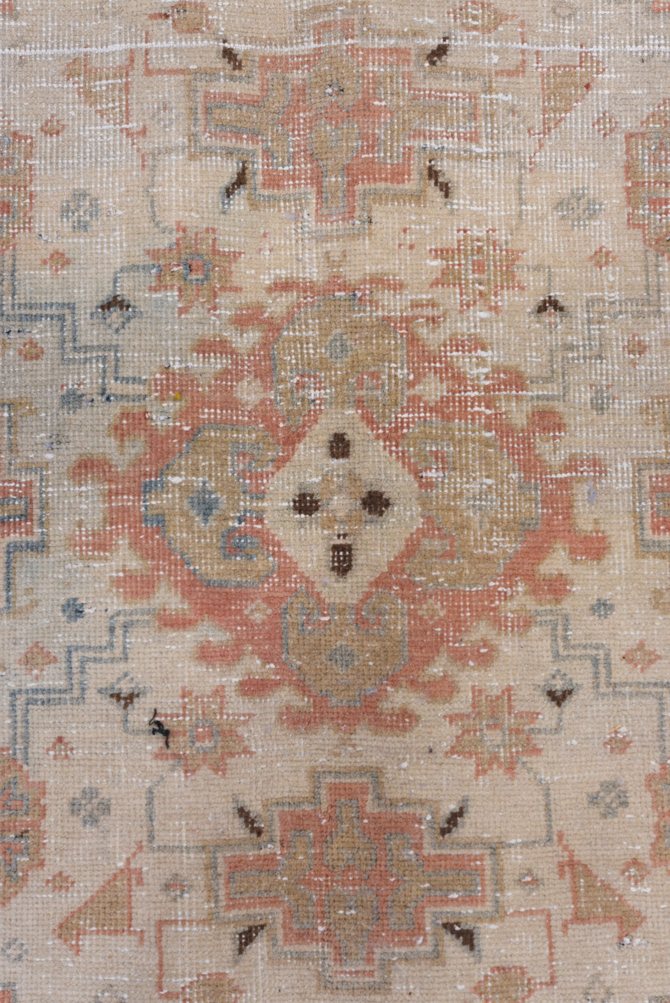 7' x 10' one-of-a-kind handmade vintage Veece large size rug. Color palette: blue, brown, dim gray, gainsboro, gray