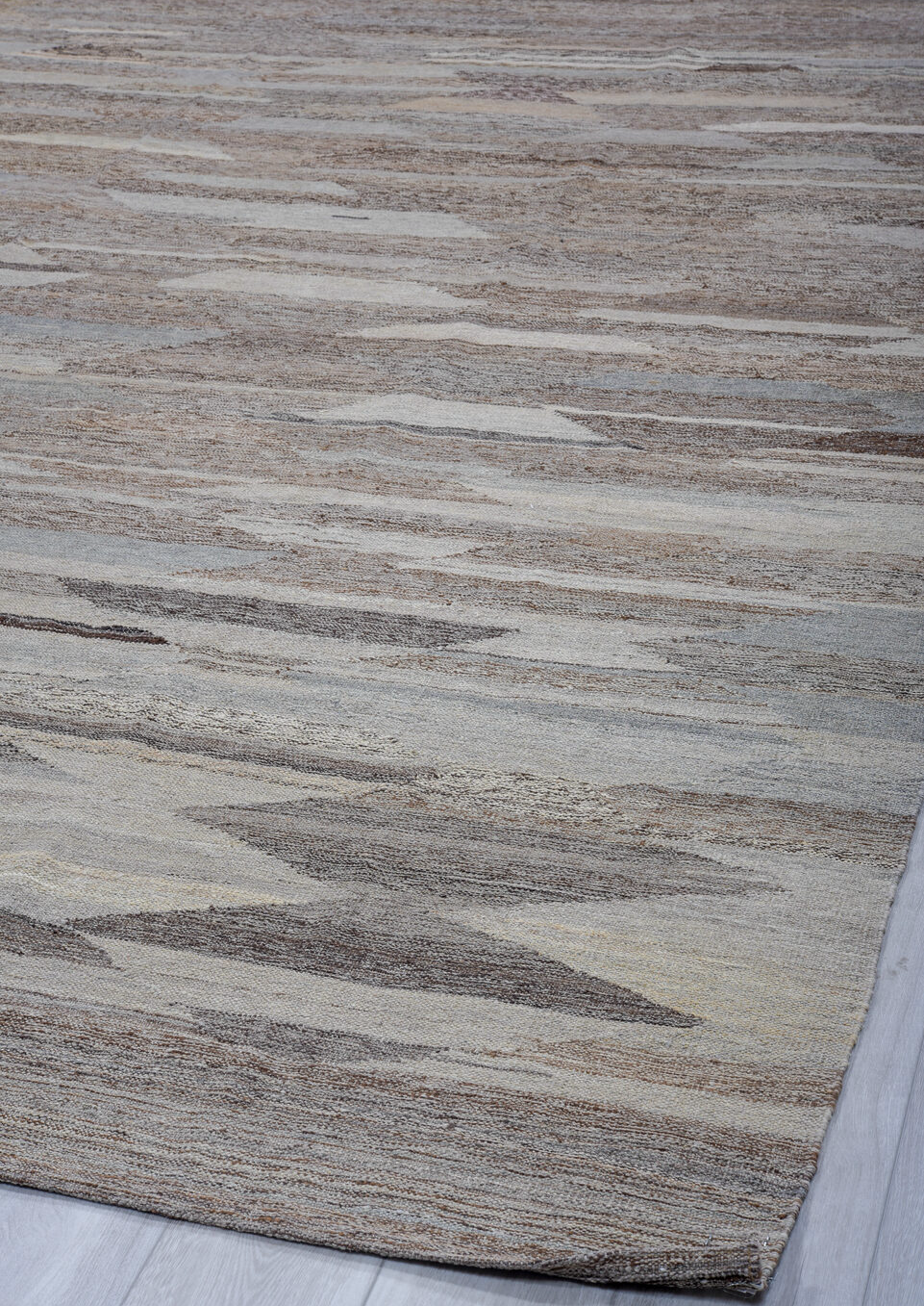 8' x 12' one-of-a-kind handmade vintage Kilim large size rug. Color palette: black, charcoal, dark gray, dim gray, gray