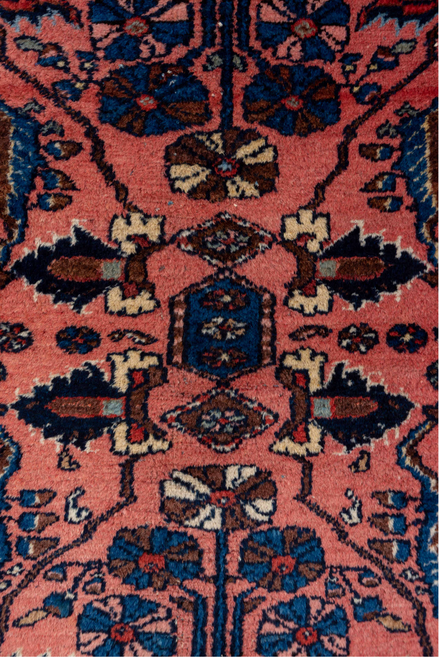 3' x 6' one-of-a-kind handmade vintage Lilian small size rug. Color palette: black, blue, brown, charcoal, dim gray, gray