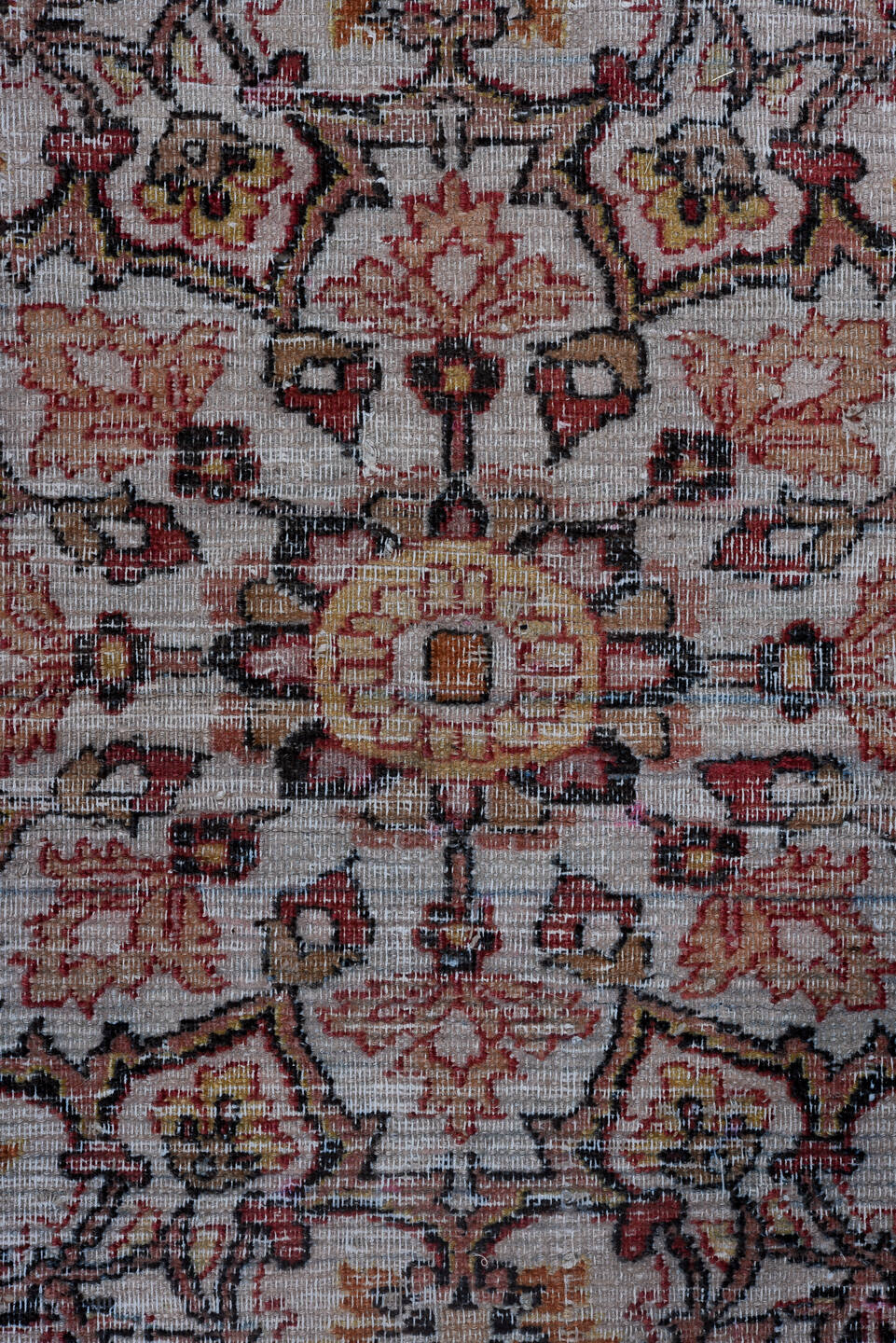 13' x 17' one-of-a-kind handmade vintage Khorassan oversize rug. Color palette: gray, red, brown, blue, pink, black