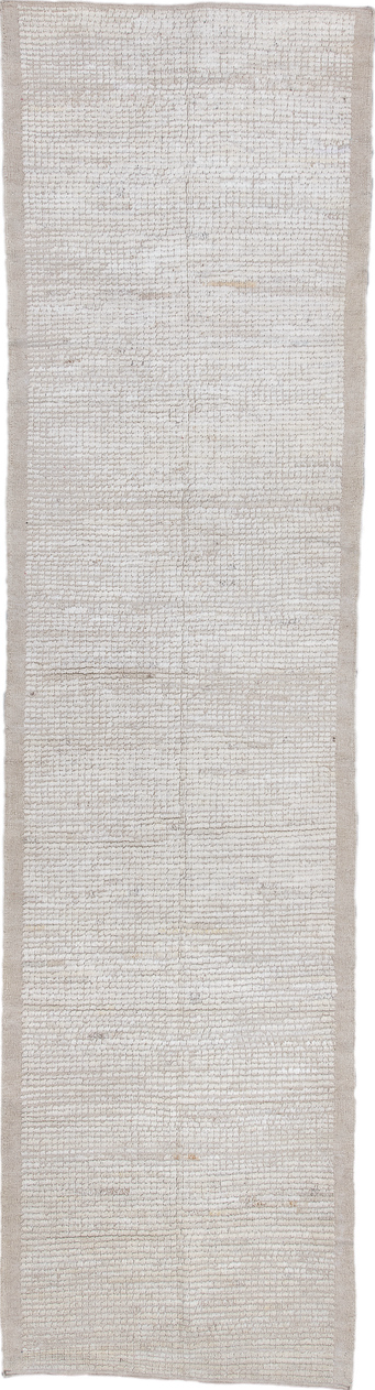 3' x 11' one-of-a-kind handmade vintage Tulu runner rug. Color palette: dark gray, gainsboro, gray, light gray, off-white