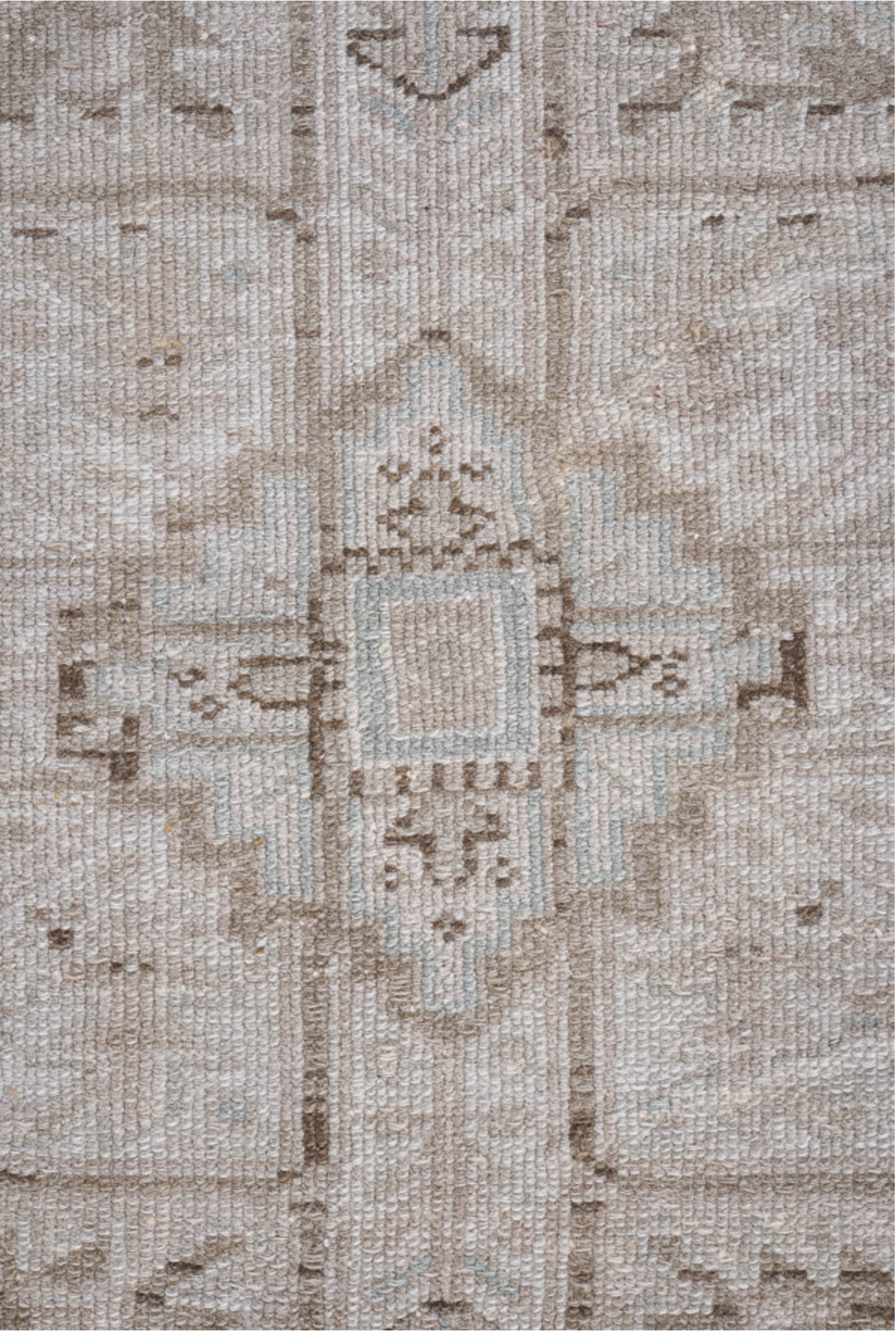 8' x 10' one-of-a-kind handmade vintage Karaje large size rug. Color palette: gray, light gray, off-white, pink, dark gray