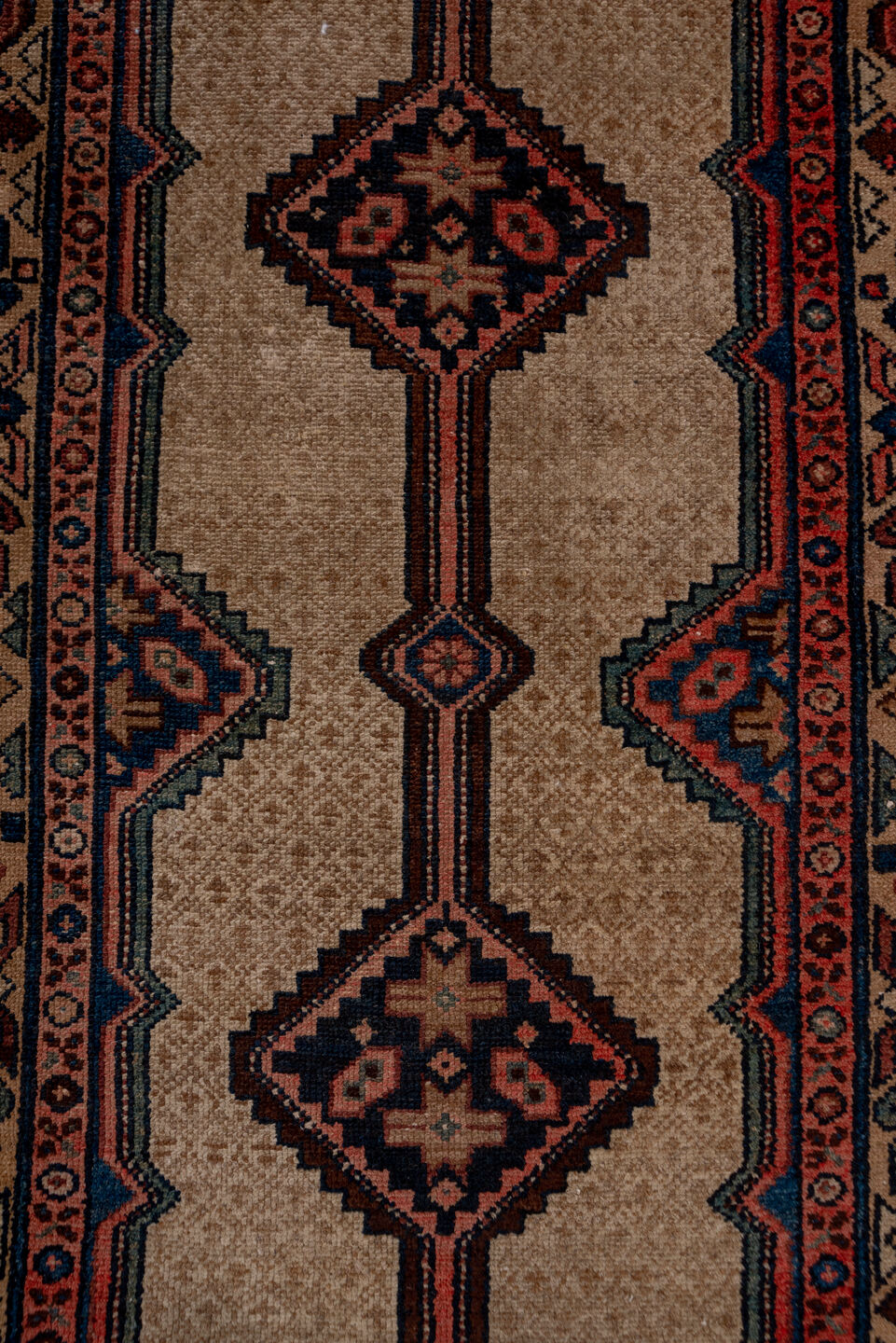 3' x 20' one-of-a-kind handmade vintage Cam Hamadan runner rug. Color palette: black, blue, brown, charcoal, gray