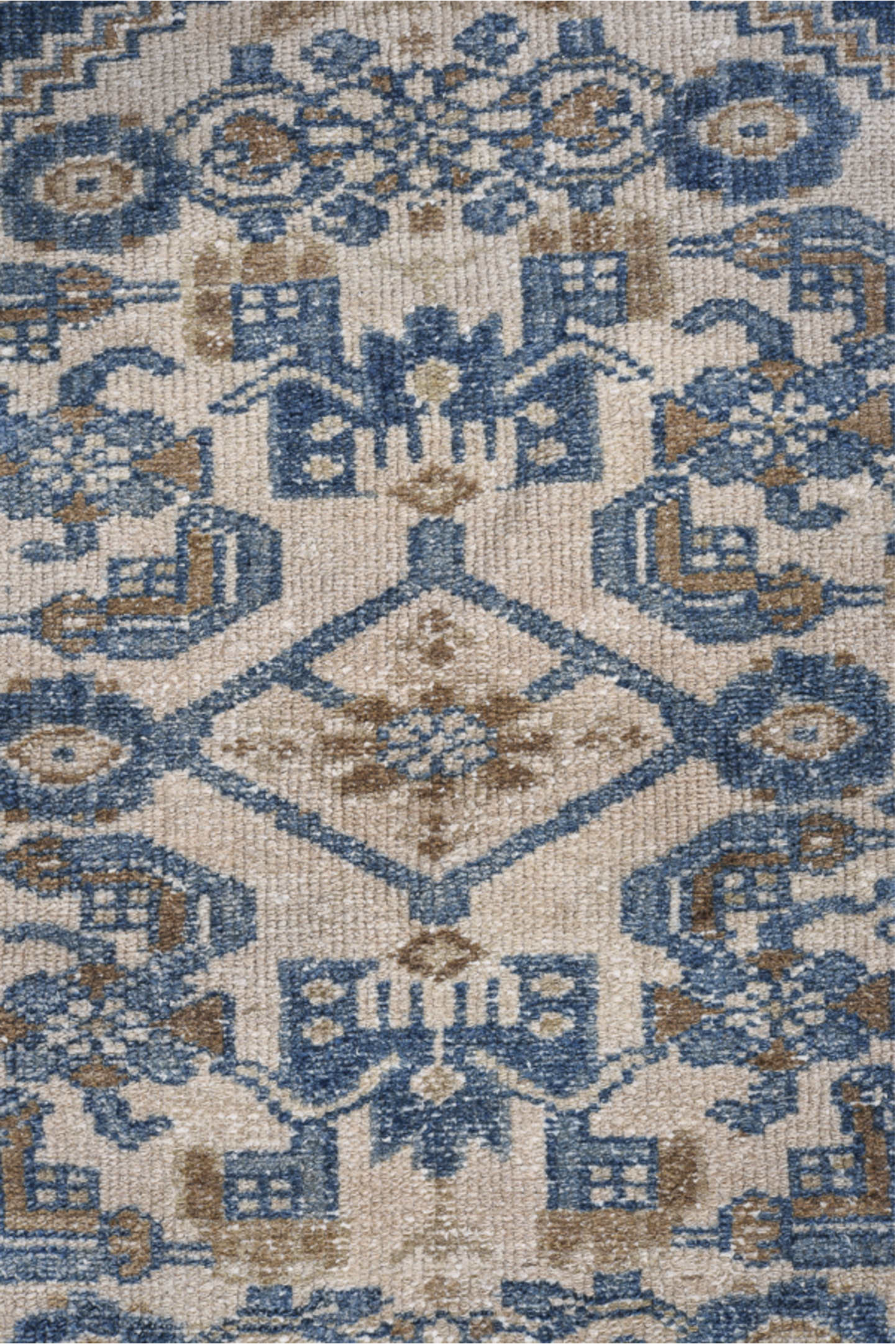 4' x 7' one-of-a-kind handmade vintage Hamadan rug. Color palette: black, blue, brown, dark gray, fiord, gray, light gray