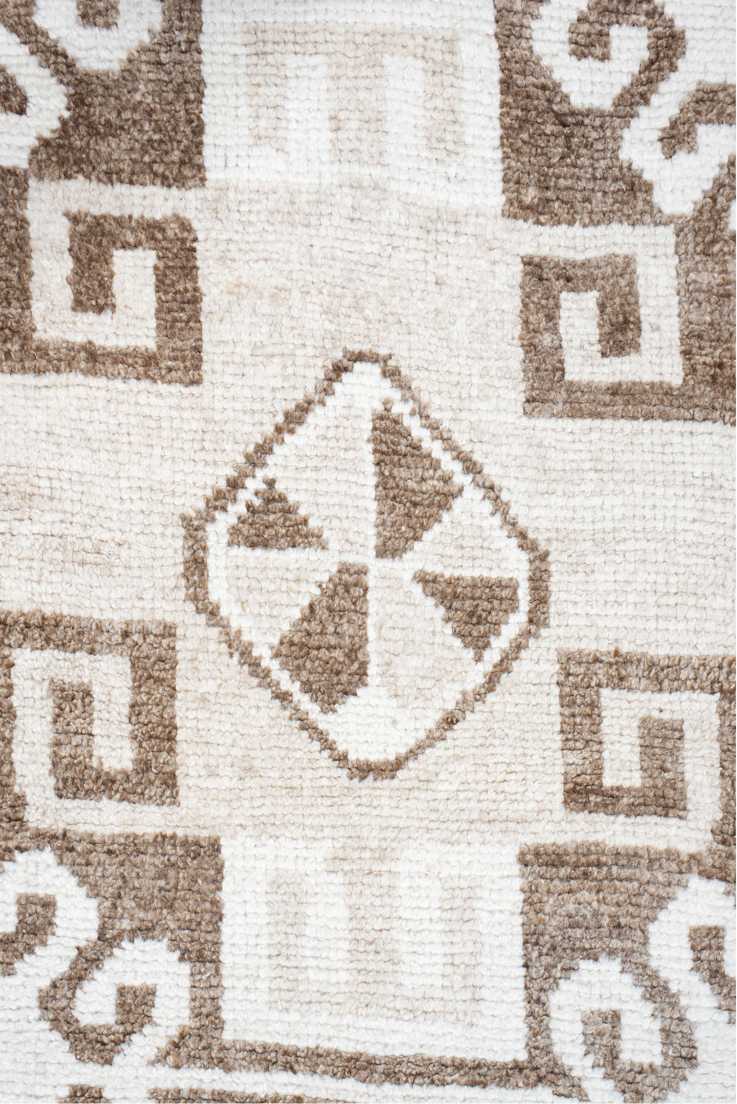 3' x 11' one-of-a-kind handmade vintage Kars runner rug. Color palette: brown, gainsboro, gray, light gray, linen, off-white