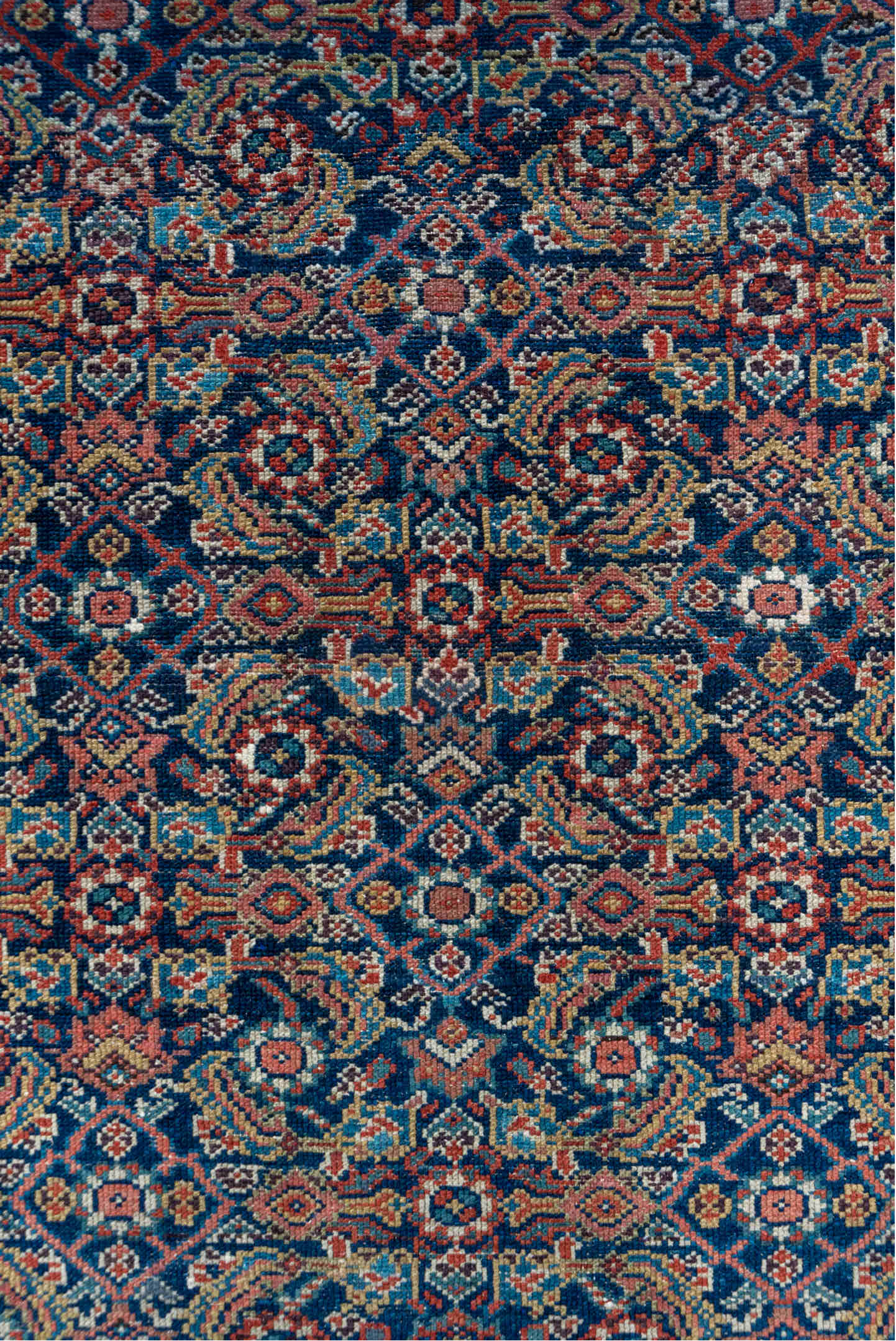 4' x 6' one-of-a-kind handmade vintage Malayer small size rug. Color palette: brown, gray, pink, red, redwood