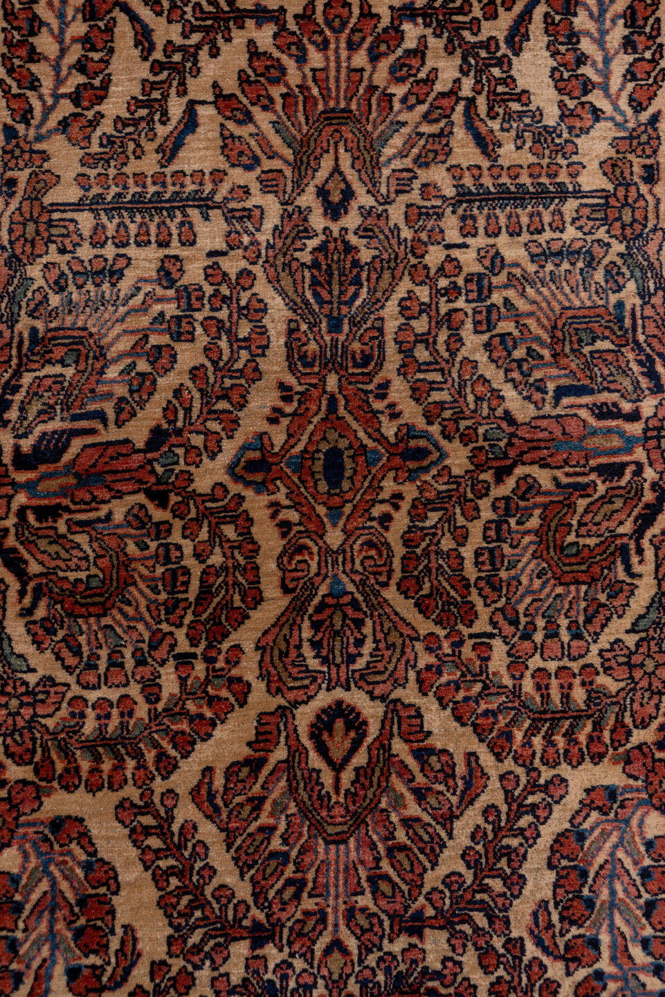 2' x 10' one-of-a-kind handmade vintage Sarouk runner rug. Color palette: brown, gray, pink, red