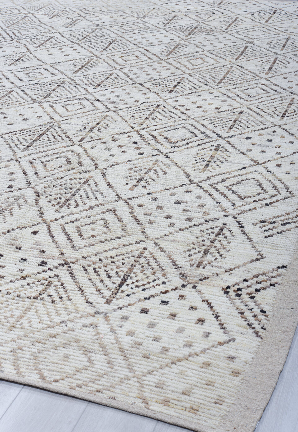 10' x 13' one-of-a-kind handmade vintage Tulu large size rug. Color palette: blue, dark gray, dim gray, gainsboro, gray