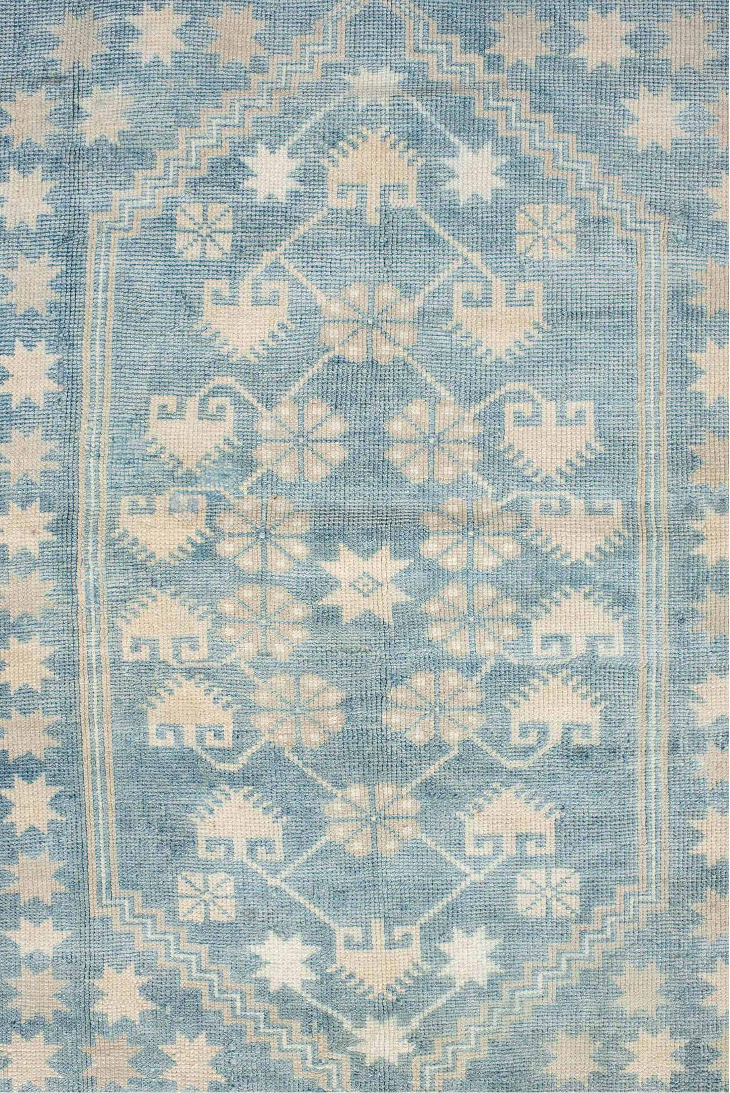 3' x 5' one-of-a-kind handmade vintage Ardebil small size rug. Color palette: gray, off-white, light gray, blue, brown