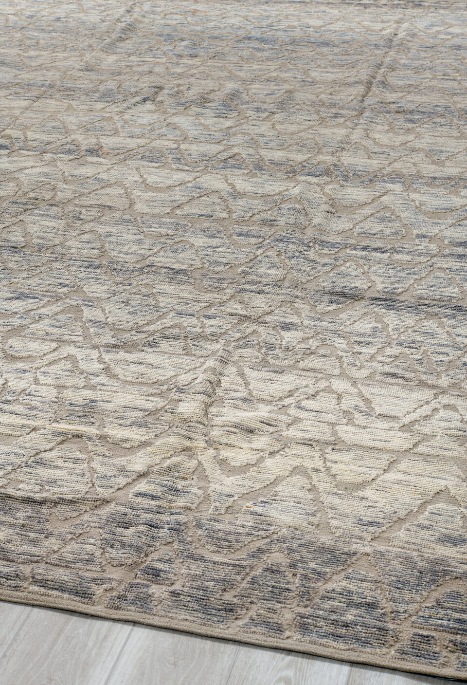 9' x 12' one-of-a-kind handmade vintage Tulu large size rug. Color palette: black, dark gray, dim gray, gainsboro, gray