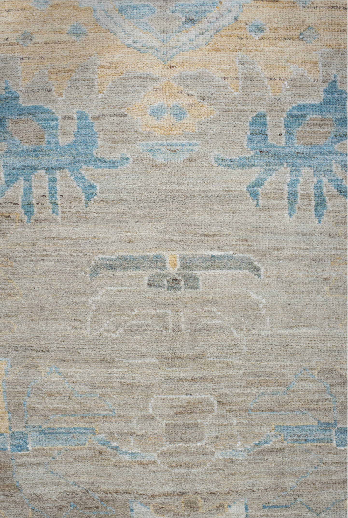 10' x 12' one-of-a-kind handmade vintage Oushak large size rug. Color palette: brown, dark gray, gray, light blue