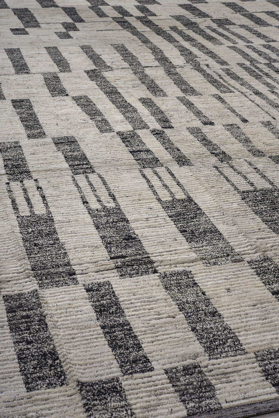 13' x 17' one-of-a-kind handmade vintage Tulu oversize rug. Color palette: blue, brown, gray, off-white, pink, red, redwood